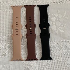 Set of Three Silicone Watch Bands - Tan, Brown, Black
